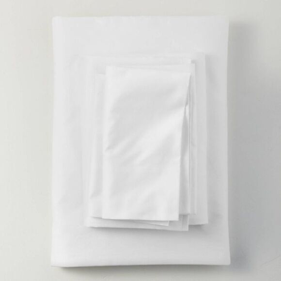 Casaluna - 500 Thread Count Washed Supima Sateen Solid Sheet  White - Picture 1 of 4